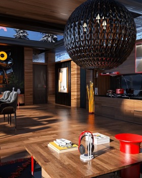 Black House in a Winter Landscape – 3D Design Project