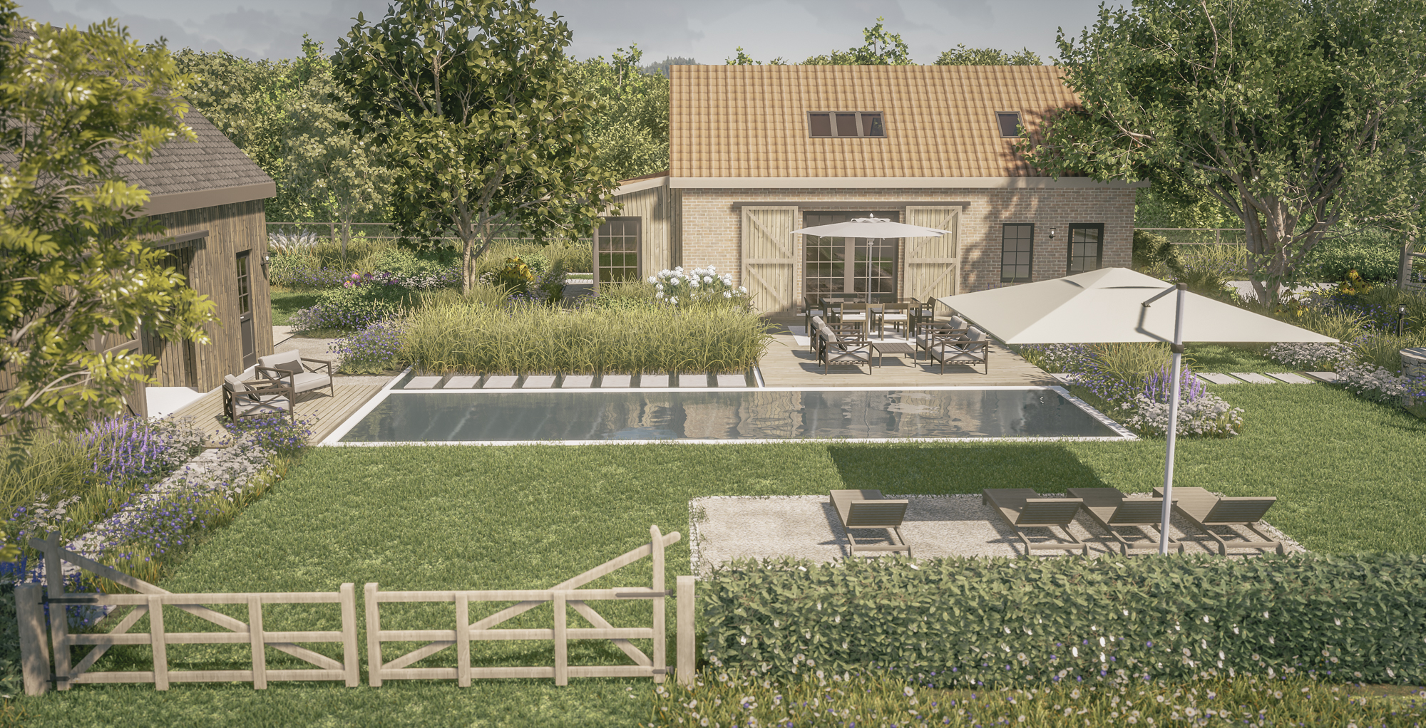 带游泳池塘的乡村花园丨Poland丨greenpixpartner.pl-12