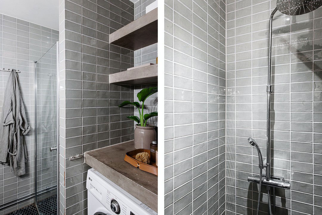 瑞典 42 平米奇趣公寓 | 彩绘玻璃门与黑色木地板的创意设计-24