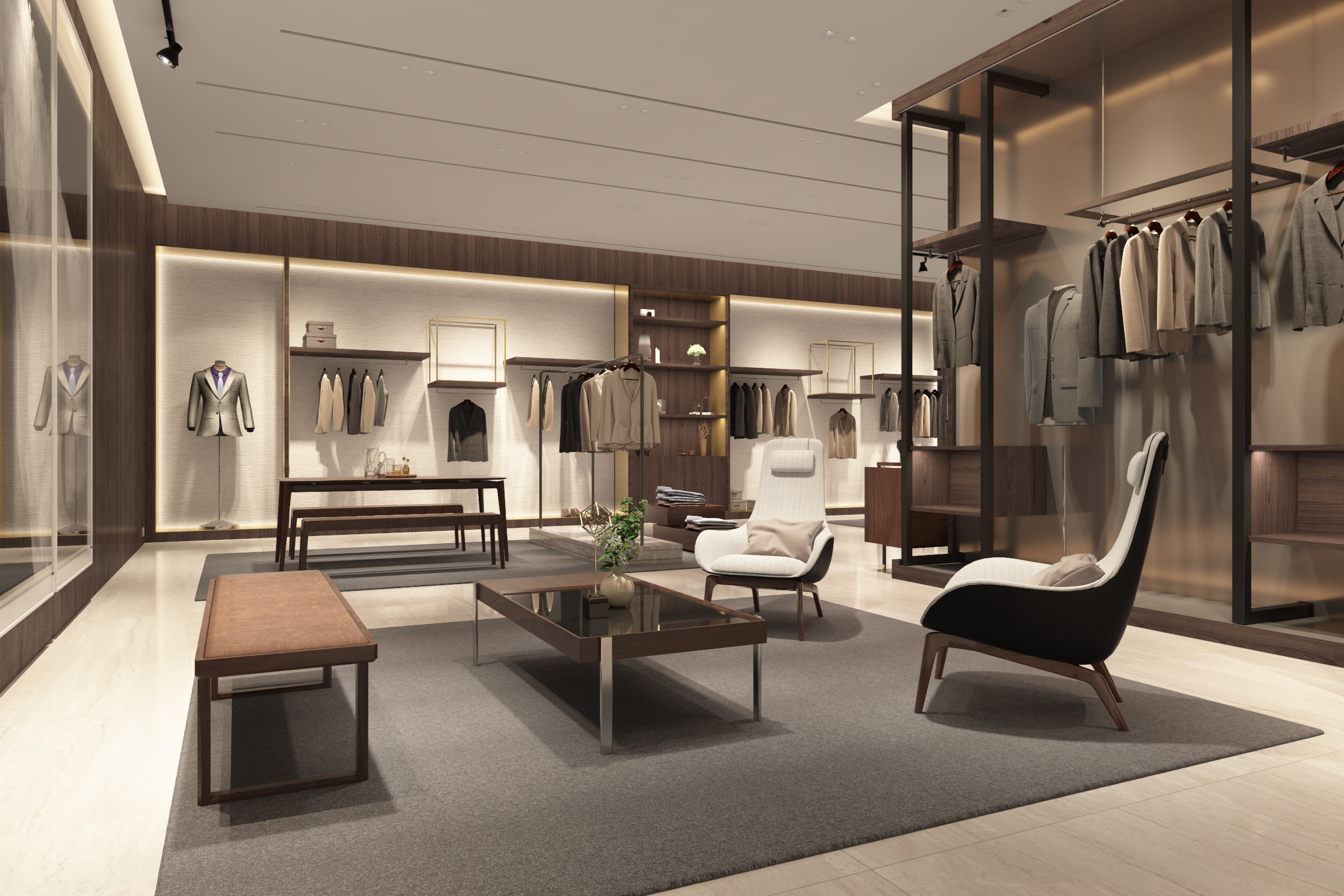 黑胡桃木轻奢雅致男装品牌旗舰店设计-10