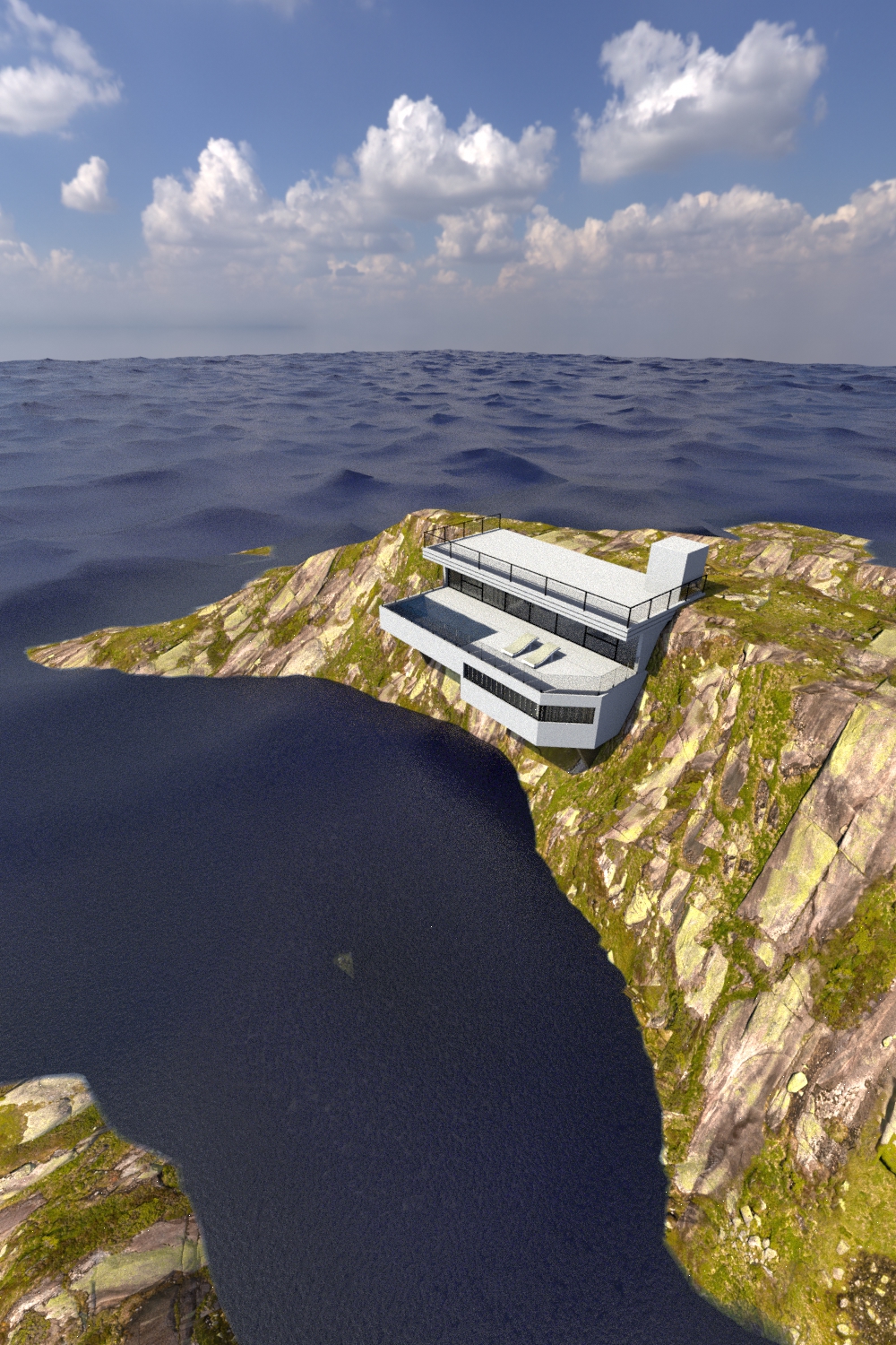 建筑表现 | 悬崖上的住宅-3