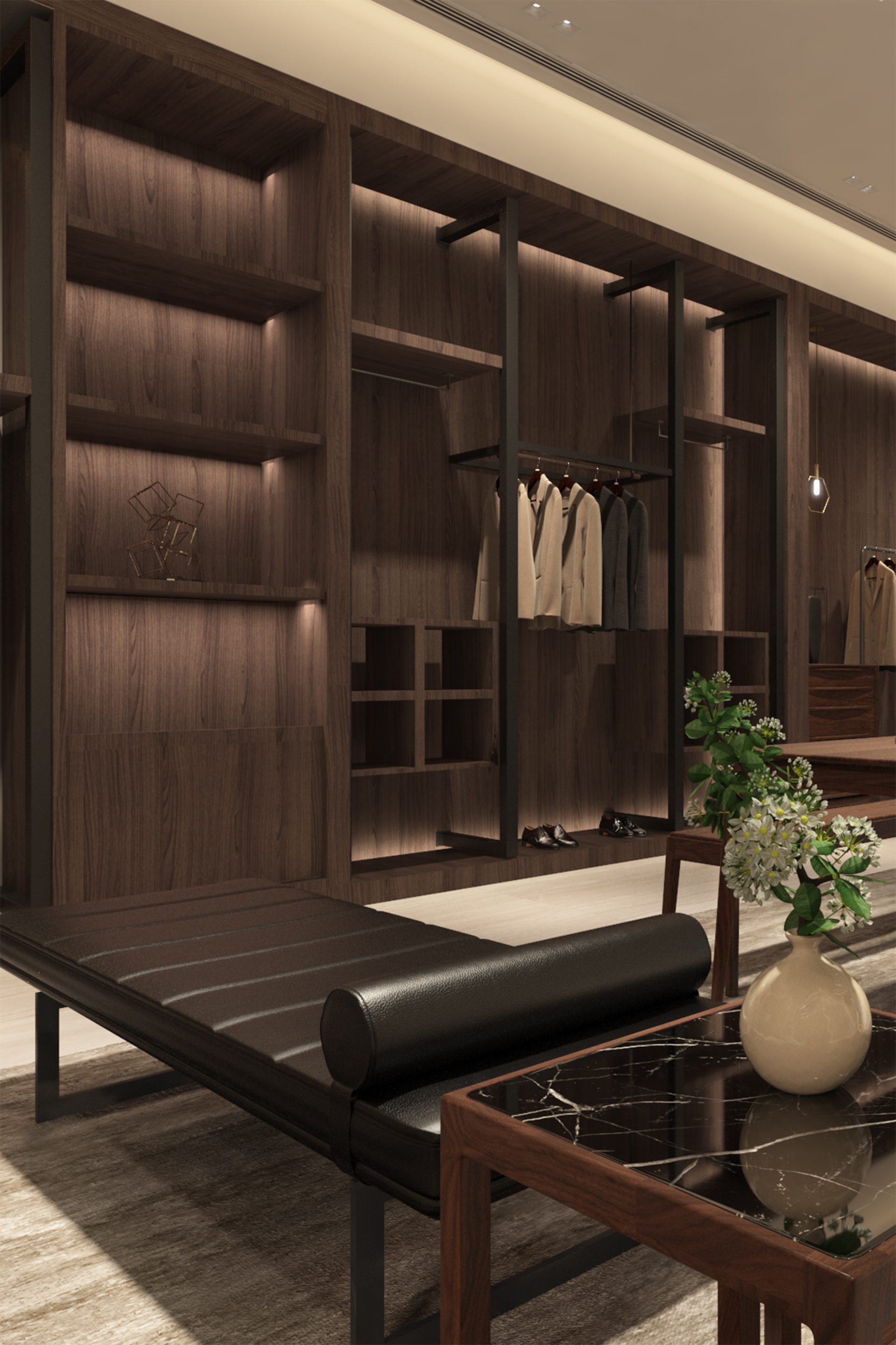 黑胡桃木轻奢雅致男装品牌旗舰店设计-20