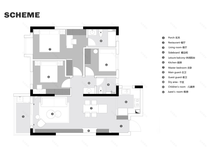 112㎡简约原木风平层设计-5