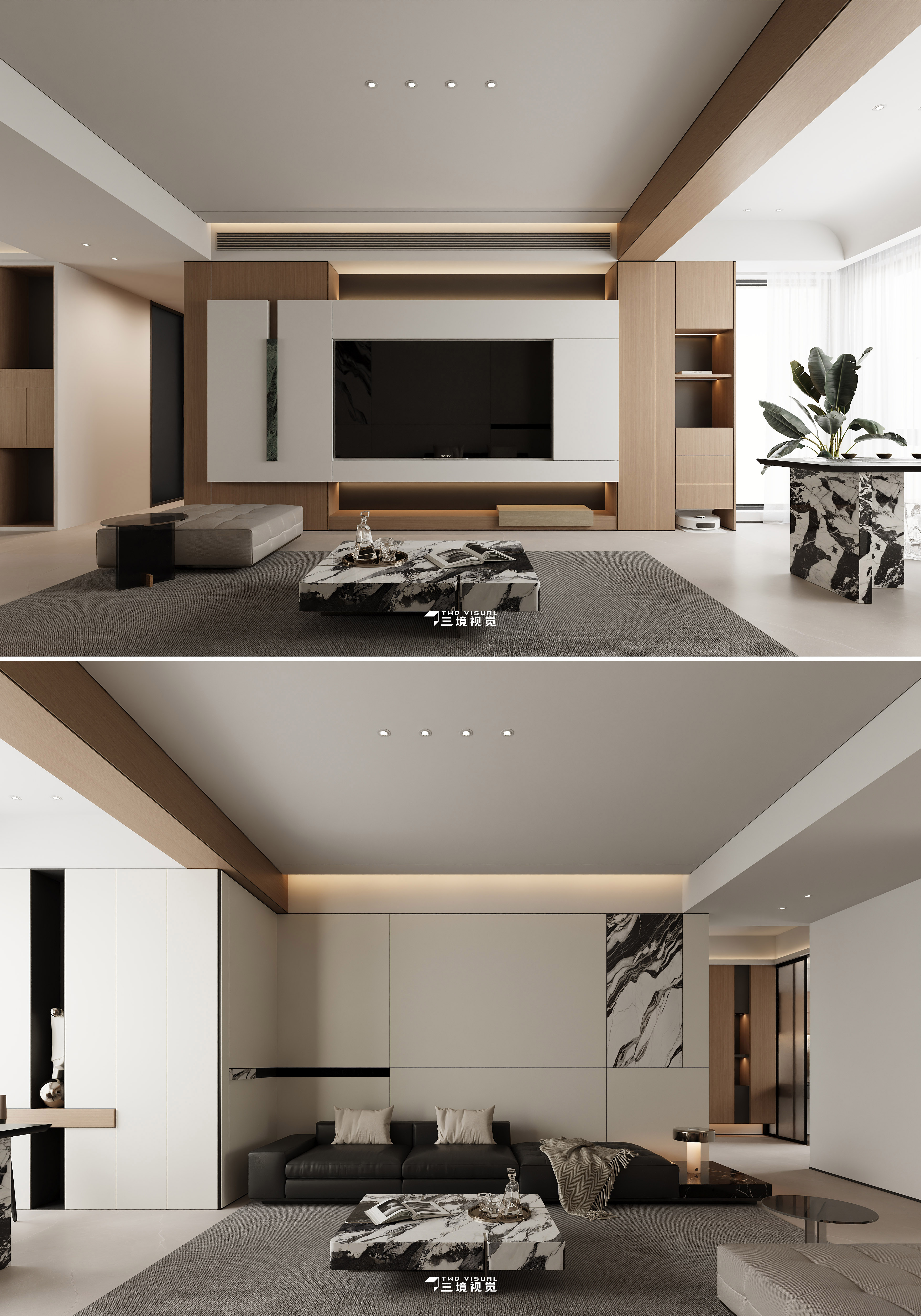 住宅-原木现代风客厅卧室设计-5