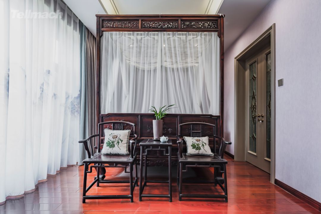 红木家具引导的空间重构,解锁 180㎡联排别墅中式生活-22