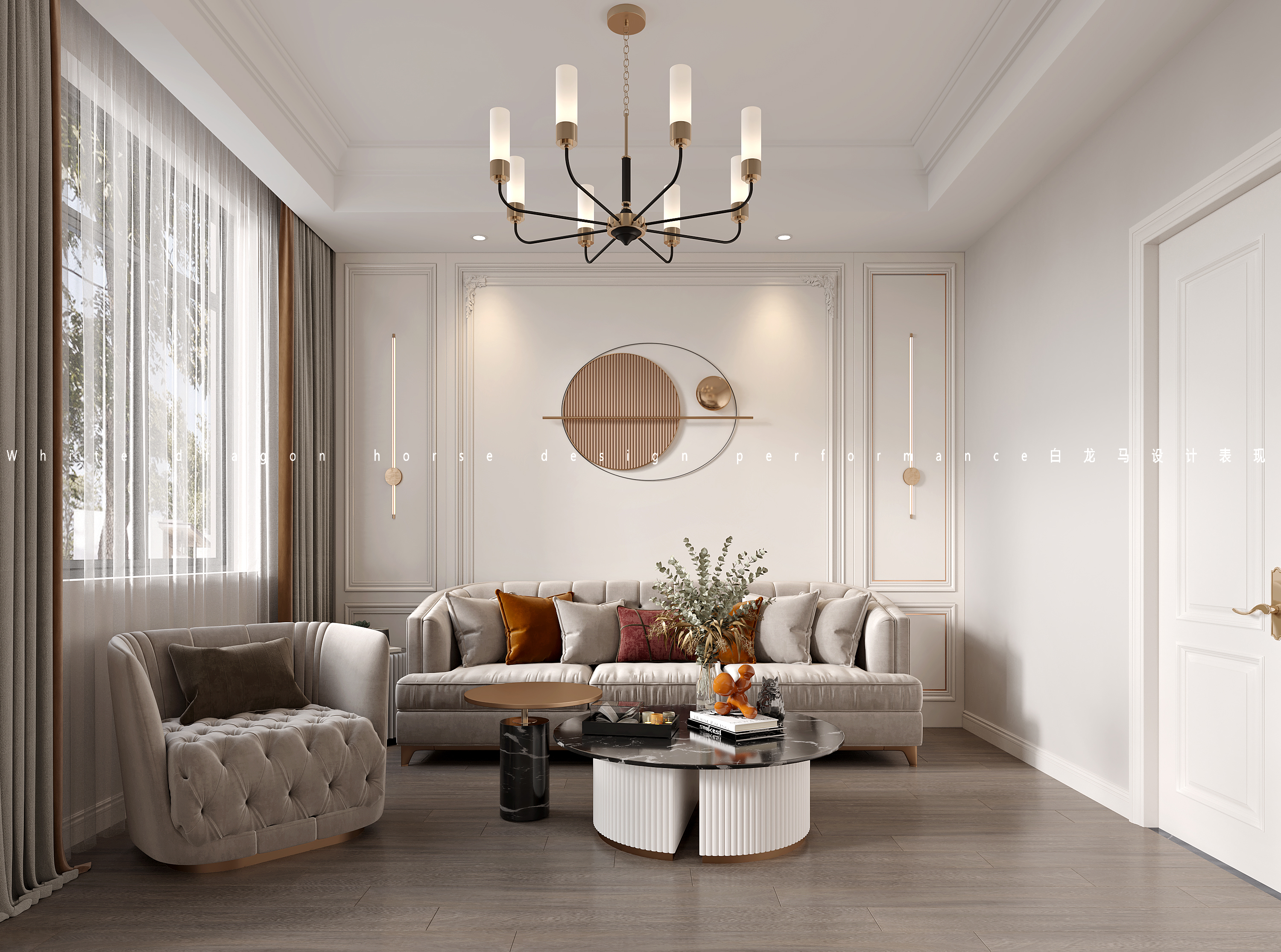 奶油风别墅——白龙马效果图-11