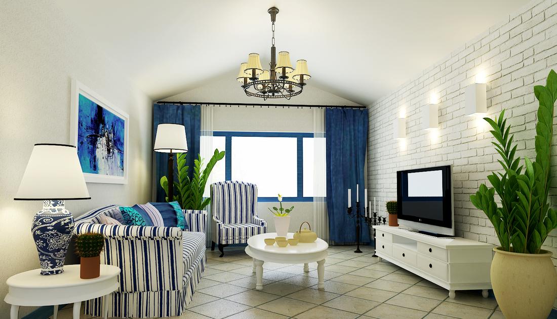 
蓝色经典—吉林市地中海阁楼样板间设计 -1