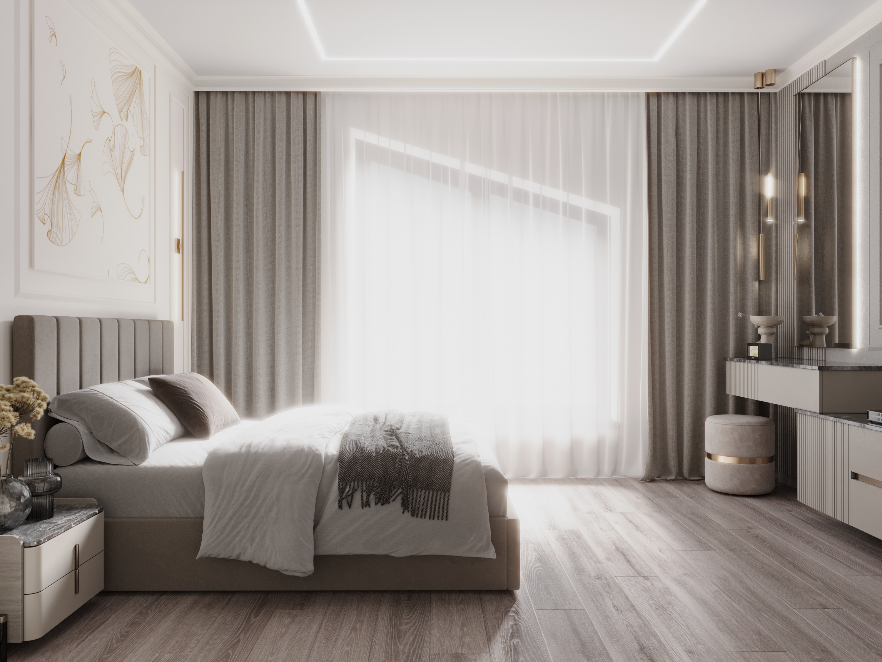 Спальня в светлых тонах-4