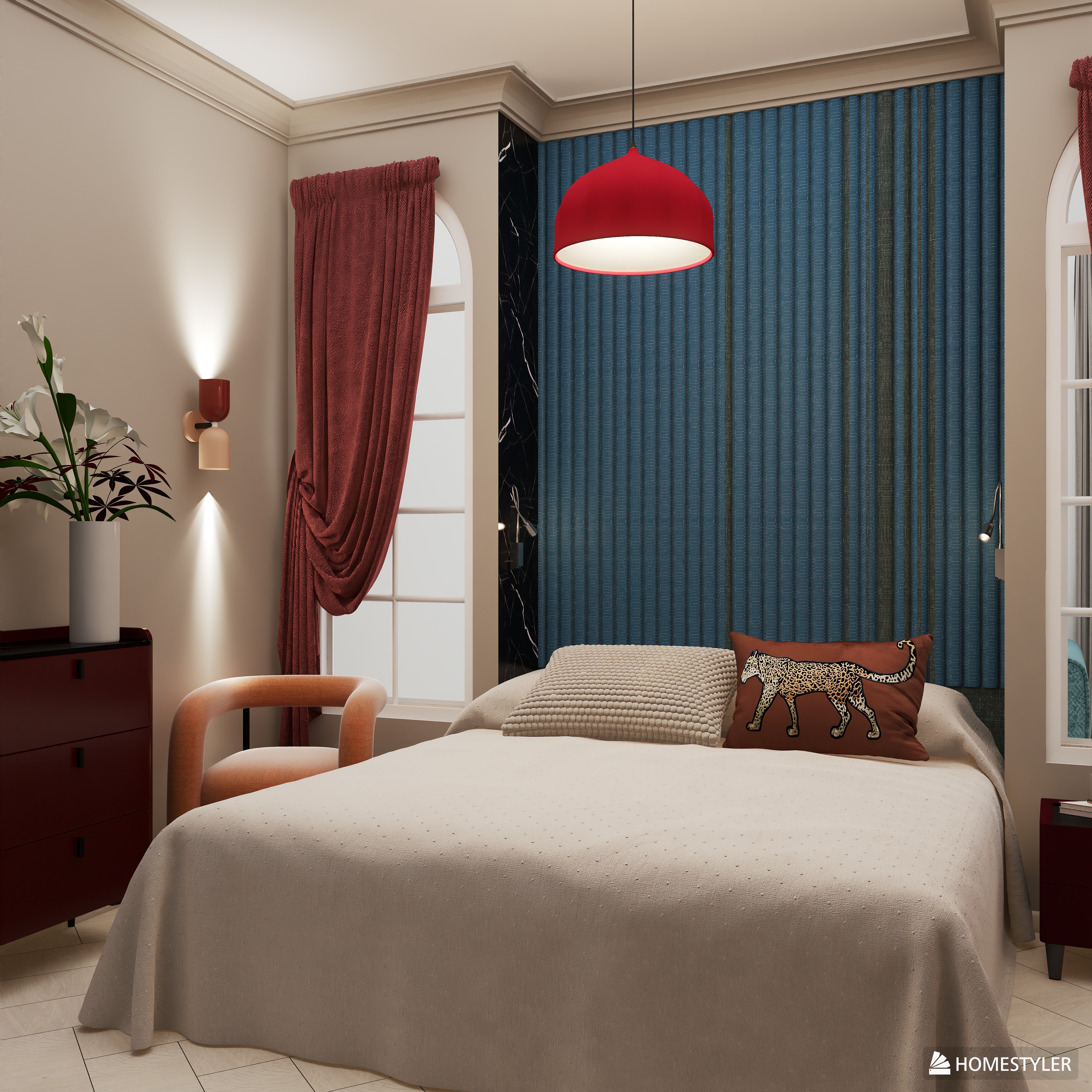 Дизайн Спальни и детской для пары с двумя детьми-1