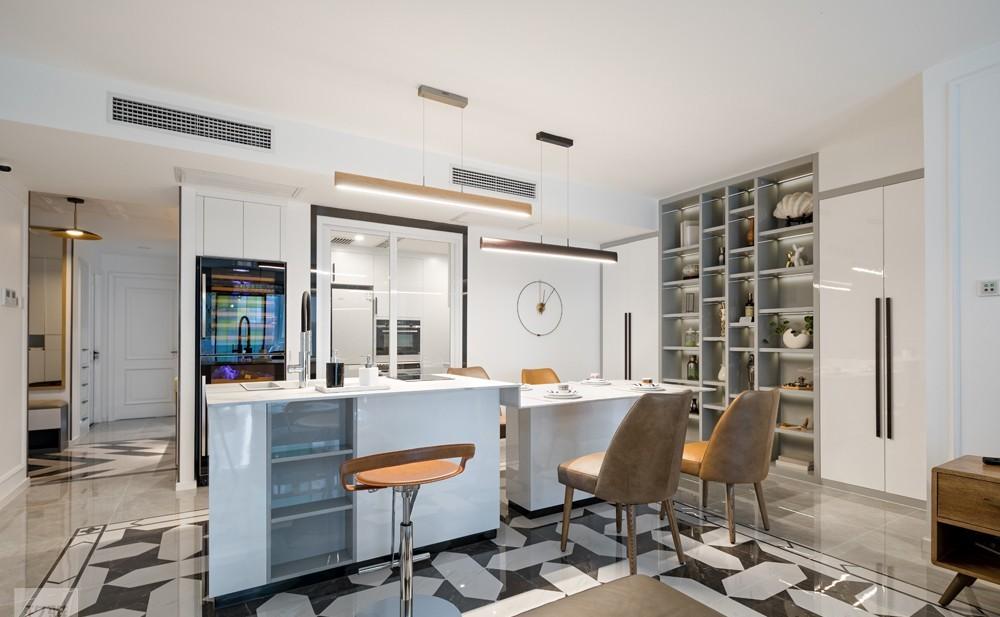 混搭风餐厅 | 岛台餐桌一体,中西厨结合-0