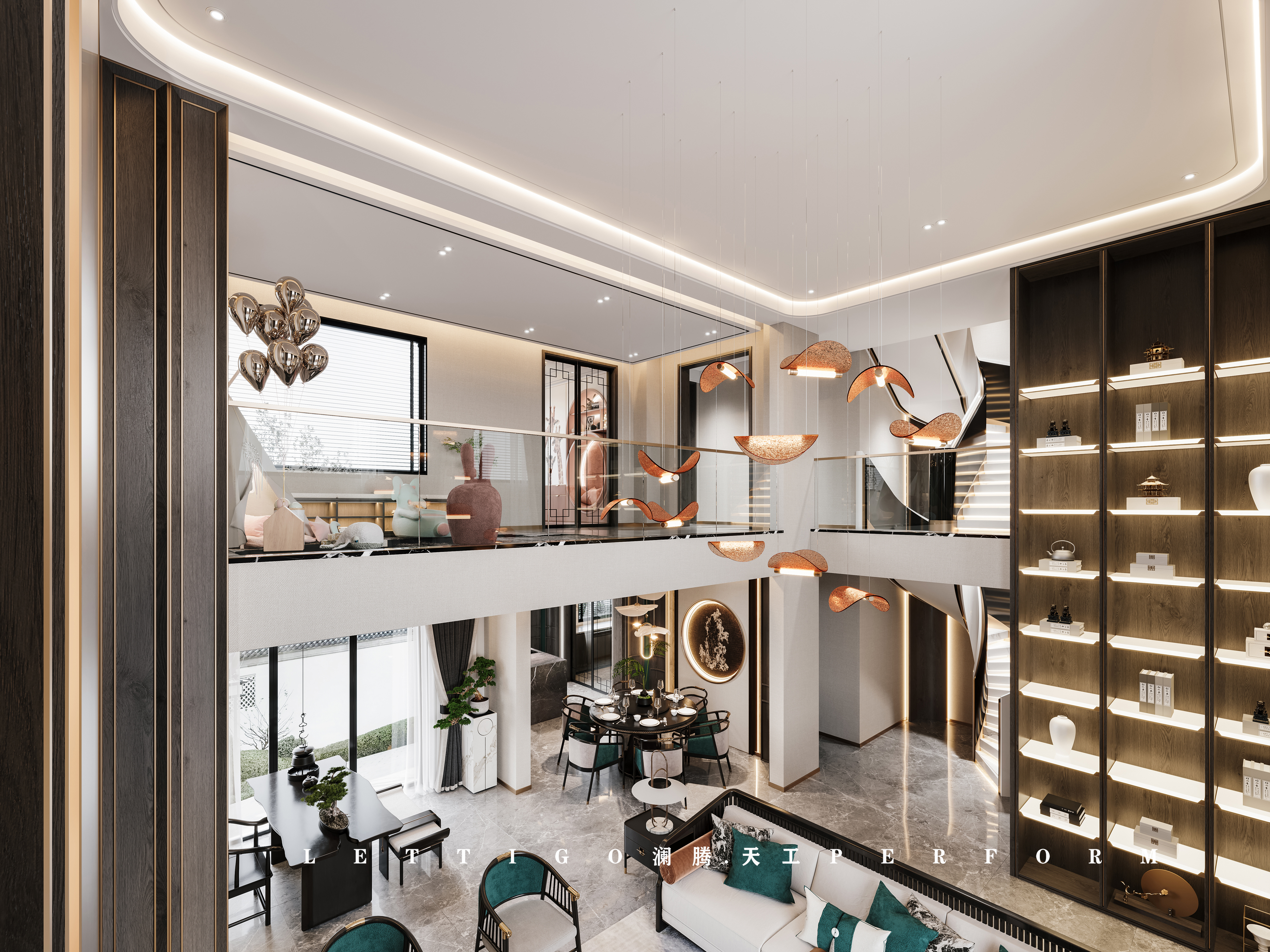 新中式挑空别墅，心中的桃花源不必向他处寻-2