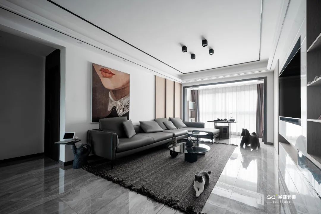 浙江金华 129㎡现代婚房,无主灯设计、客餐厅一体显大气-0