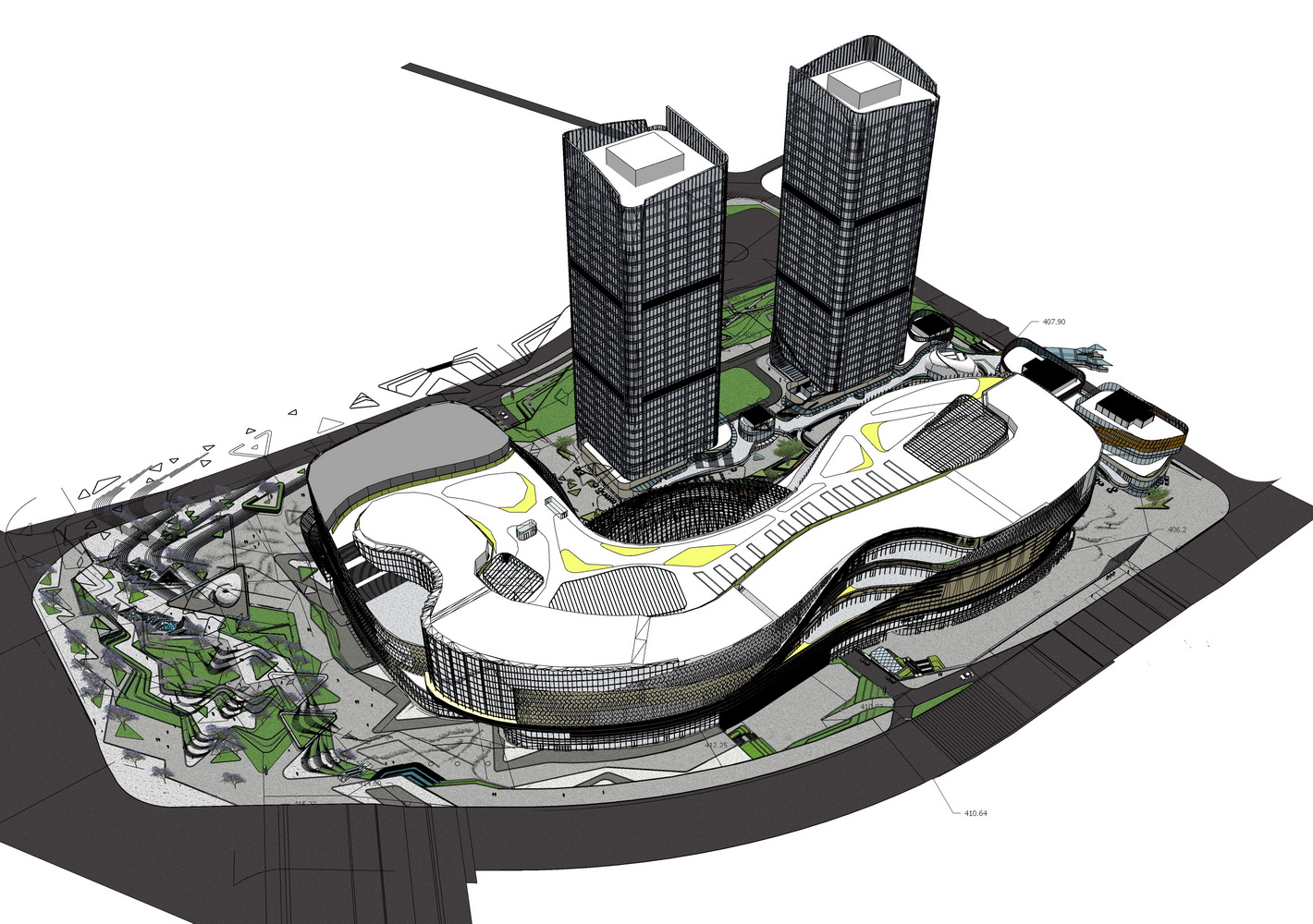 香港置地重庆光环购物公园商业景观SU模型-7