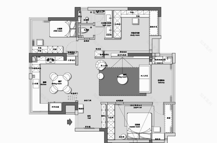 县城四房改三房,黑白灰风格焕新家的艺术丨郝泽伟设计工作室-8