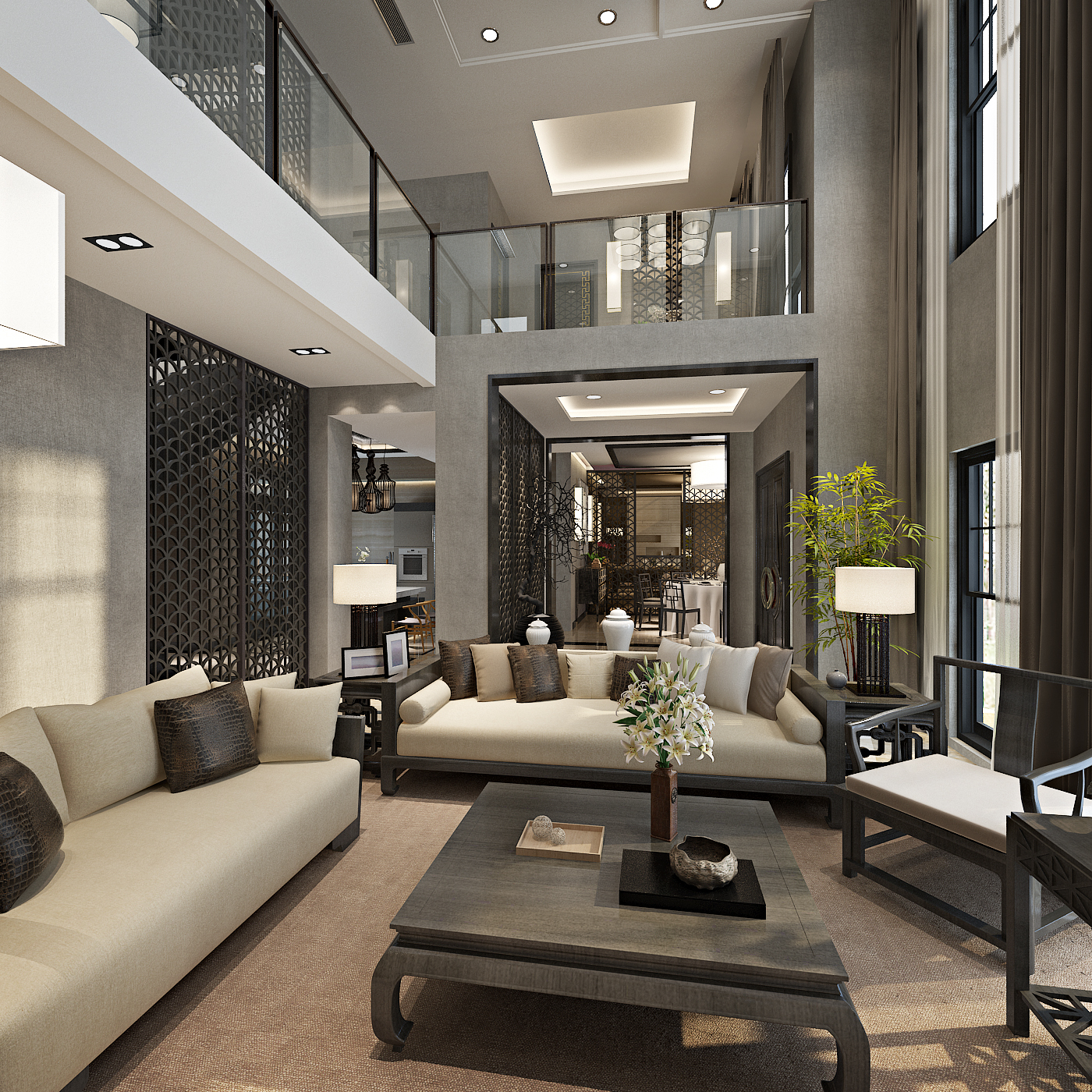 新中式 中式古典 奢华家装别墅样板房-10-21