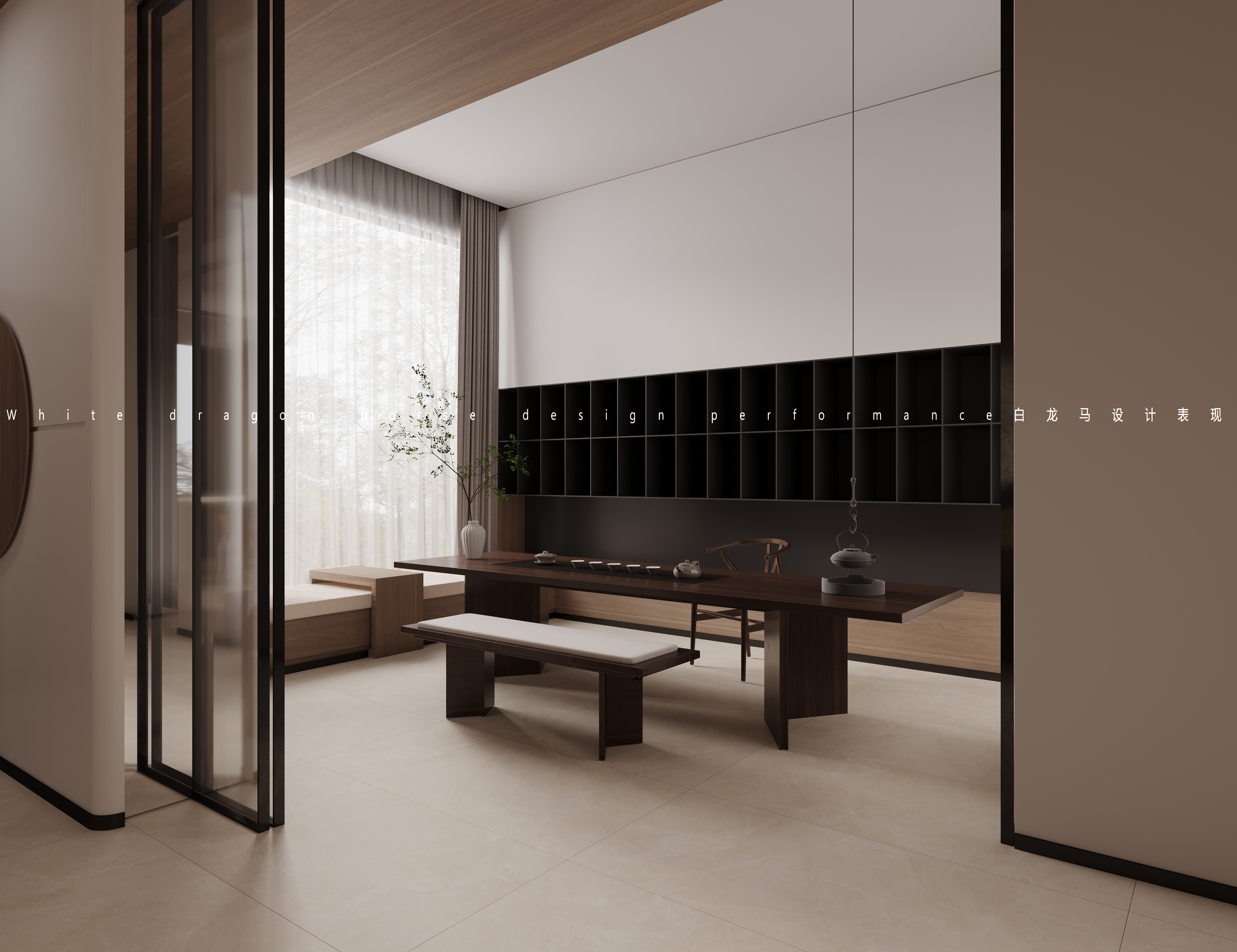 现代客餐厅卧室——白龙马效果图-12