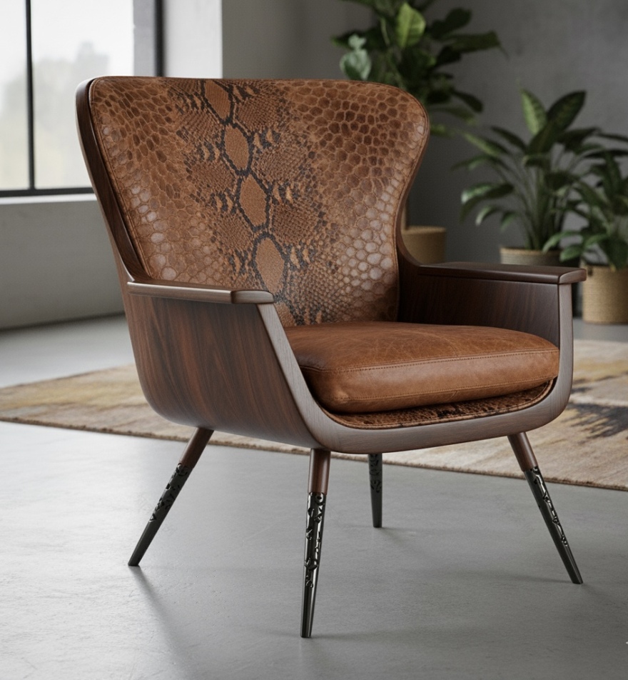 Snake Leather Armchair(蛇皮纹皮革扶手椅)丨Diana Gharaibeh-3