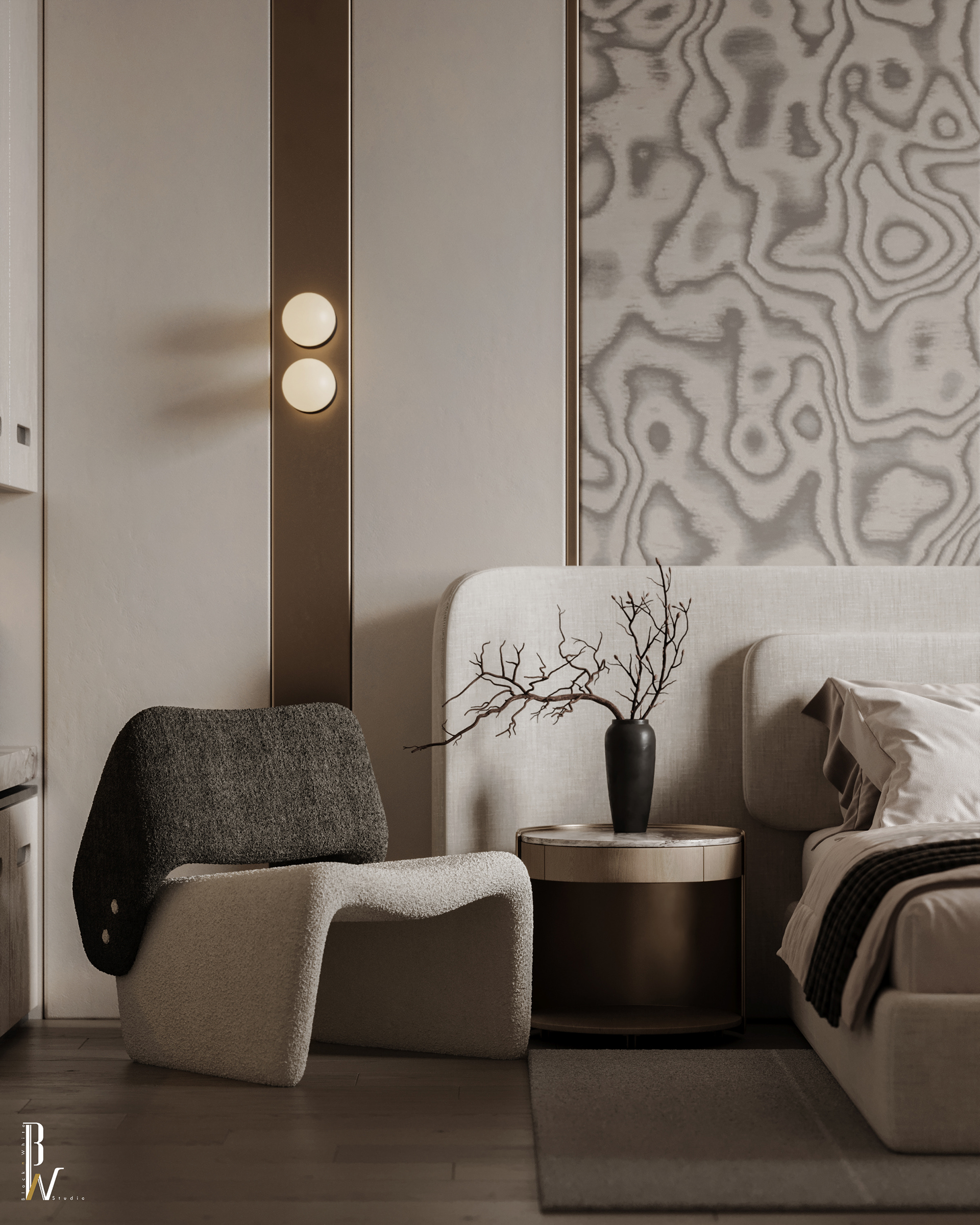 卧室设计丨阿联酋丨Black N White-15