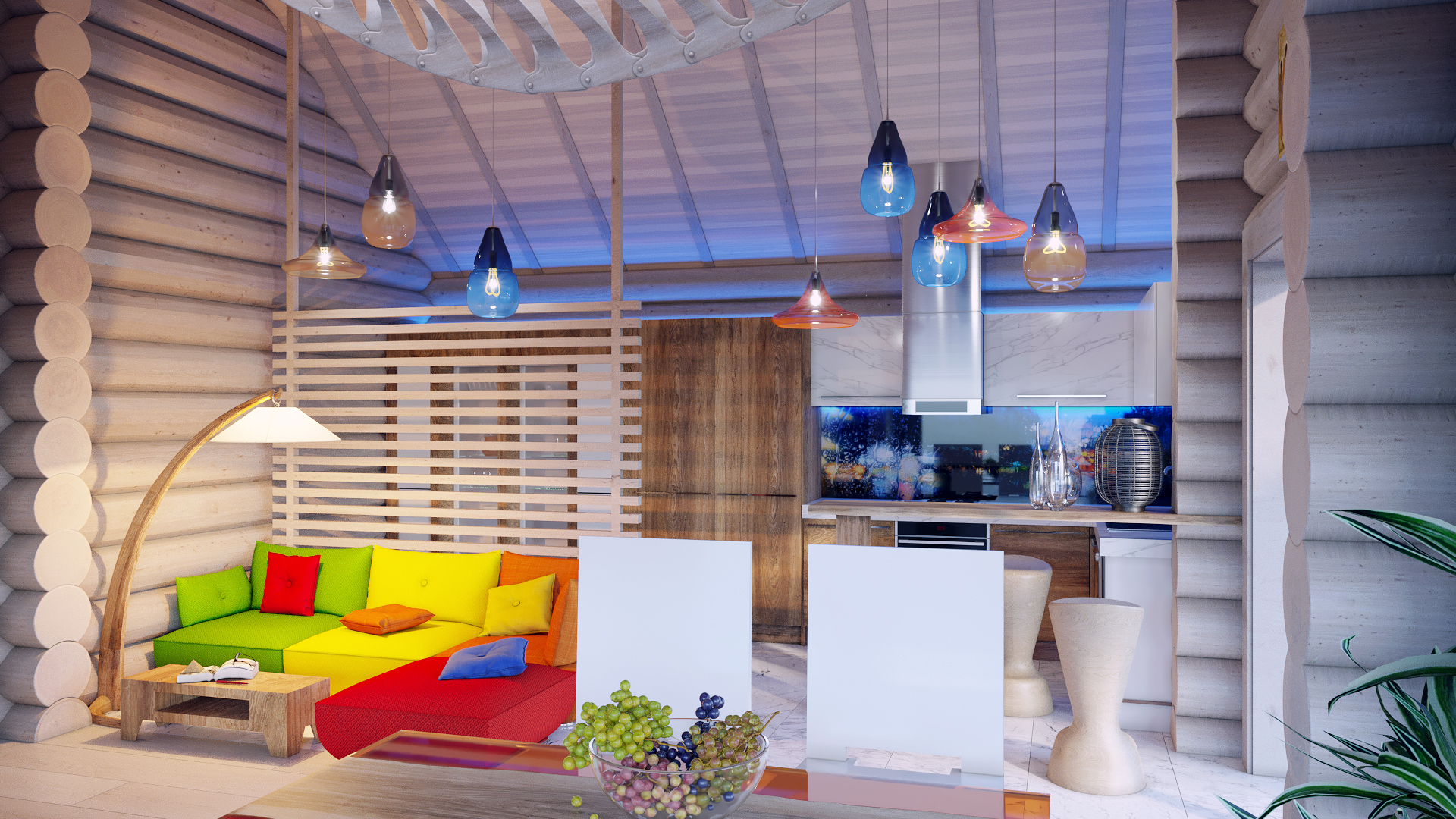 Варианты интерьера в срубе.-27