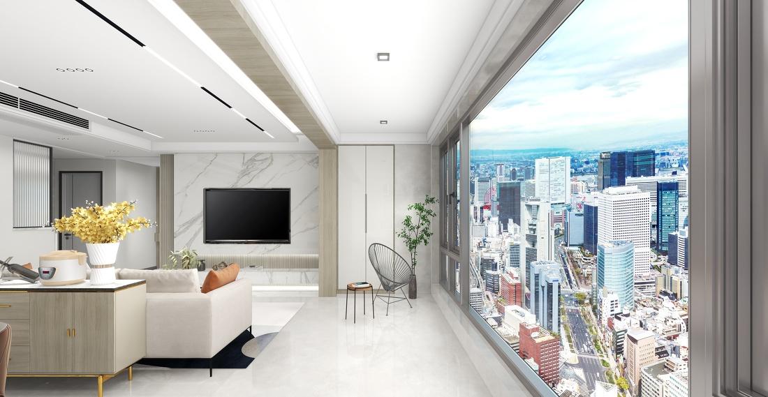 蔚蓝四季125平 现代简约 横厅-5