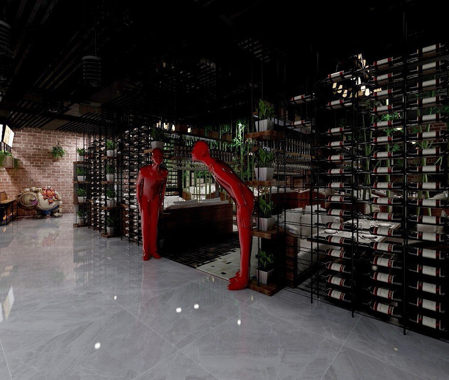 个性工业风明太鱼店，层次丰富的黑白灰空间-7