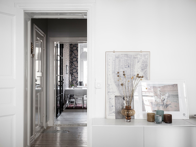 梦幻花卉厨房与雪白客厅 | 哥德堡公寓设计-16