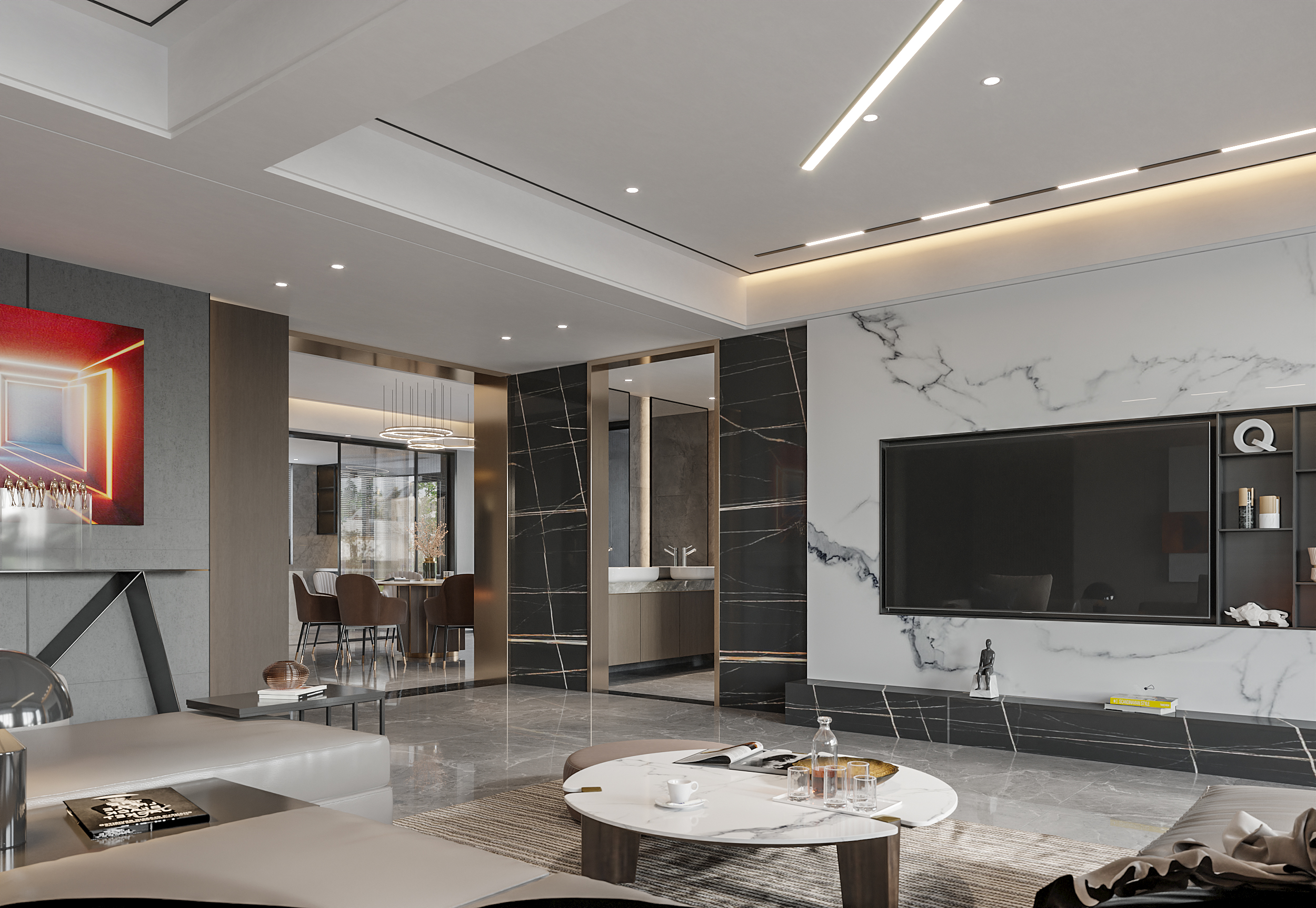 无主灯现代轻奢家装表现-4