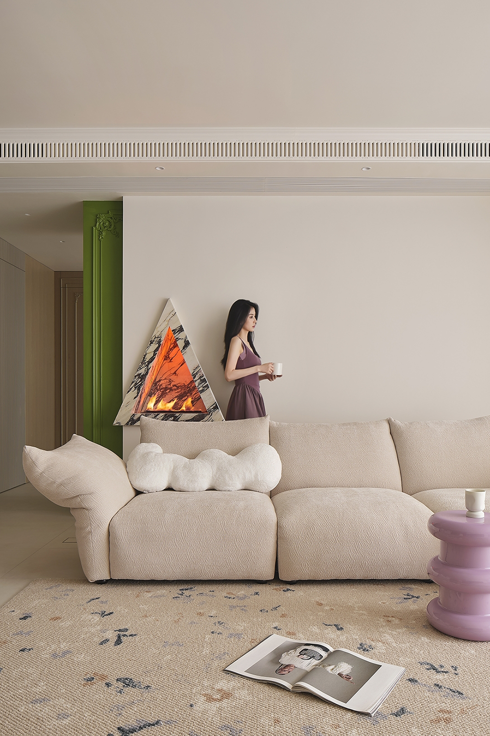 极简奶油风,多巴胺配色,治愈系的家丨無一內建筑设计,成都宏福樘设计-17