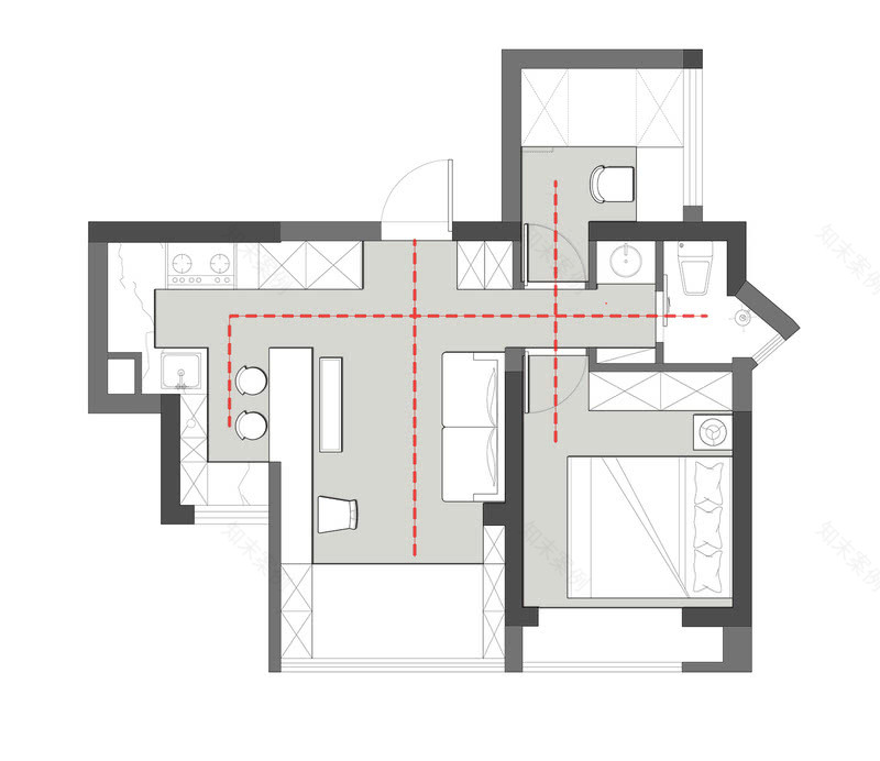 41㎡小户型逆袭 · 一家三口的大客厅,大厨房设计-9