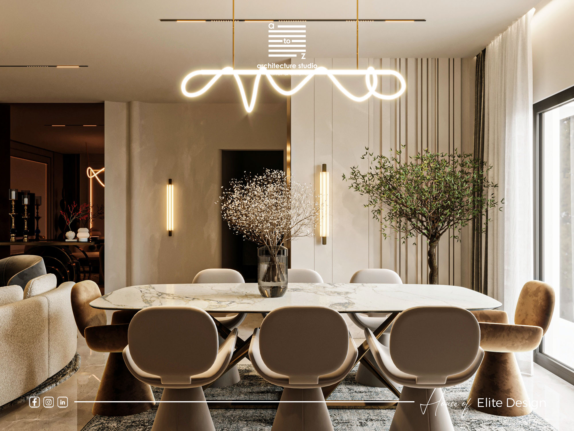 你提供的Lu·ury可能有误，推测正确的词是Luxury ，那么Luxury Modern Reception的翻译是奢华现代接待处 丨EgyptCairo丨A2Z Architects-10