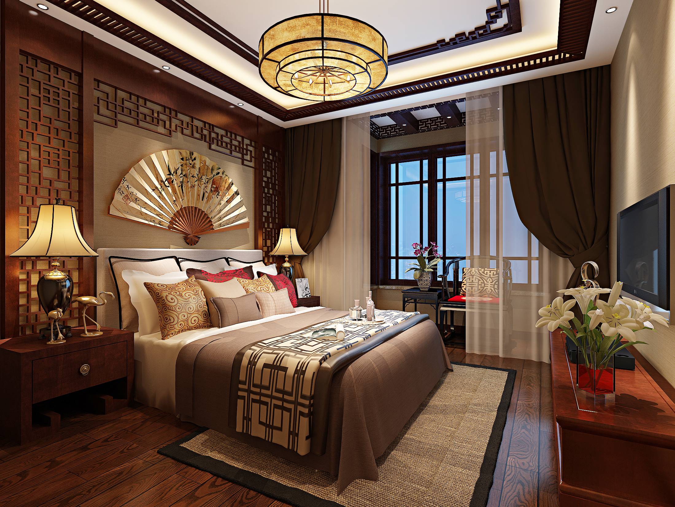 新中式 中式古典 奢华家装别墅样板房-15-5