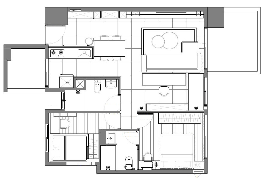 97㎡轻奢风两居室-4