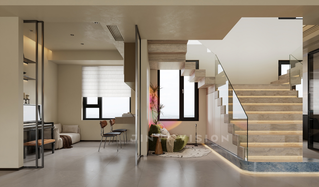 现代简约大宅：低饱和色系里的质感生活-6