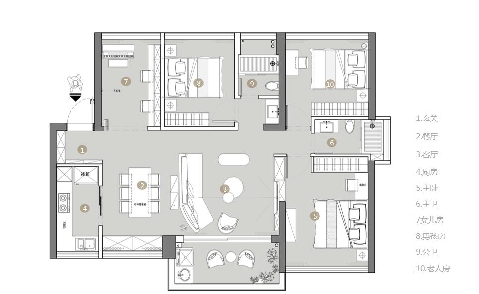 111㎡四口之家,低奢自然简约空间改造记-9