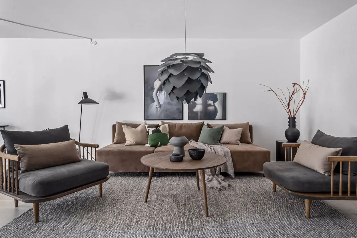 绿色、黑色和木质的现代公寓设计-5