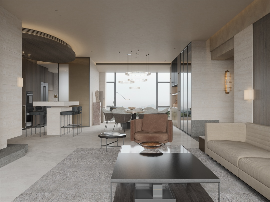 香港大禾装饰|侘寂风格大平层效果图-5