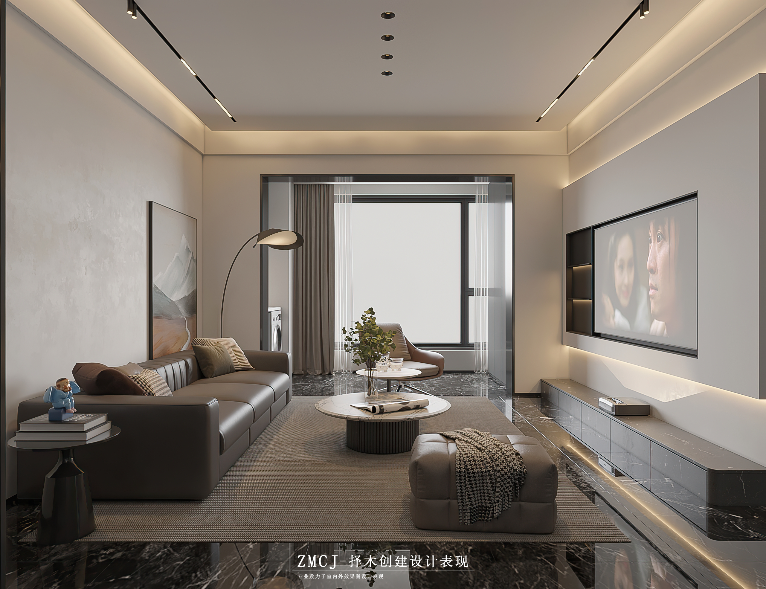 意式轻奢客餐厅卧室衣帽间—择木创建新晨效果图-1