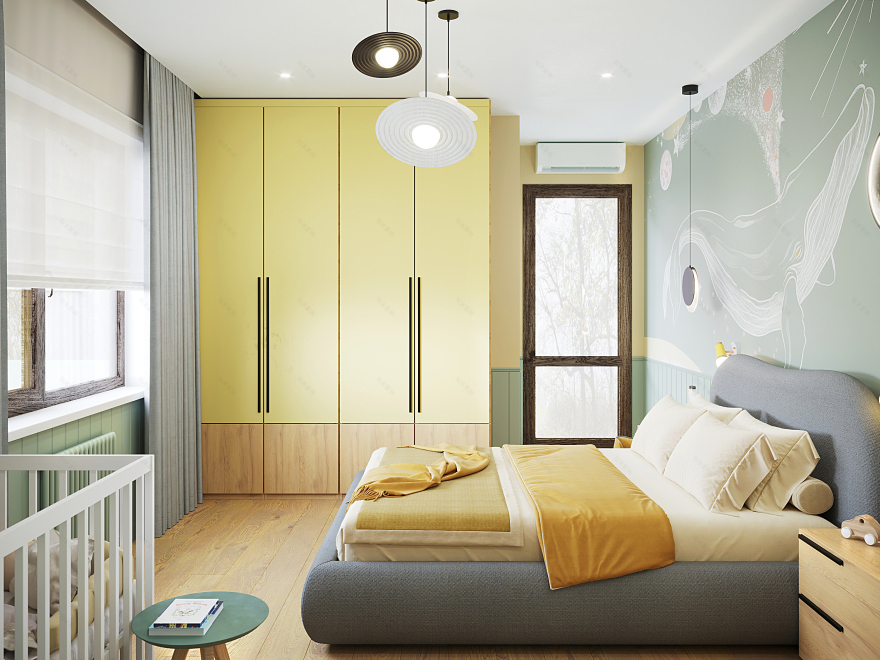 儿童房及儿童房与浴室室内设计项目丨Natalya Zolotova-7
