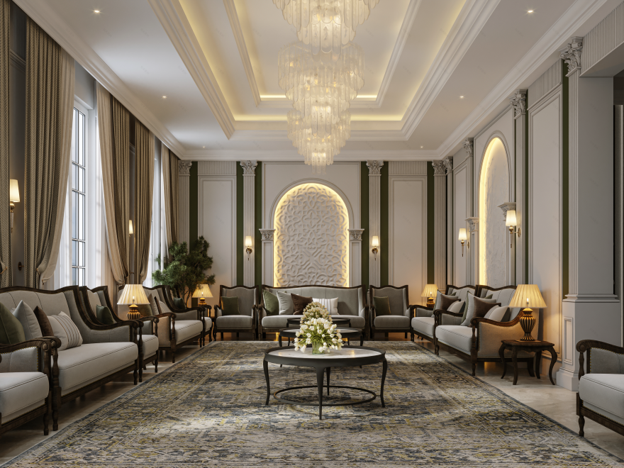 Luxury Classic Men Majlis Room Design | Kuwait-6