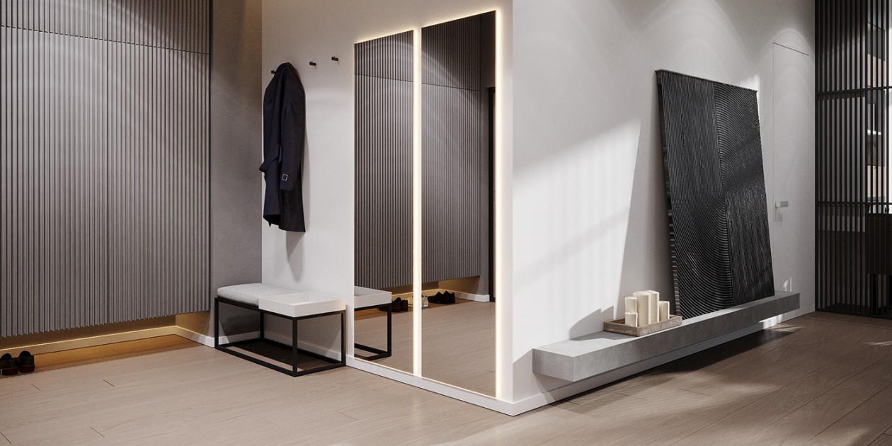 114㎡公寓高级灰+绿色 既清新又舒适-1