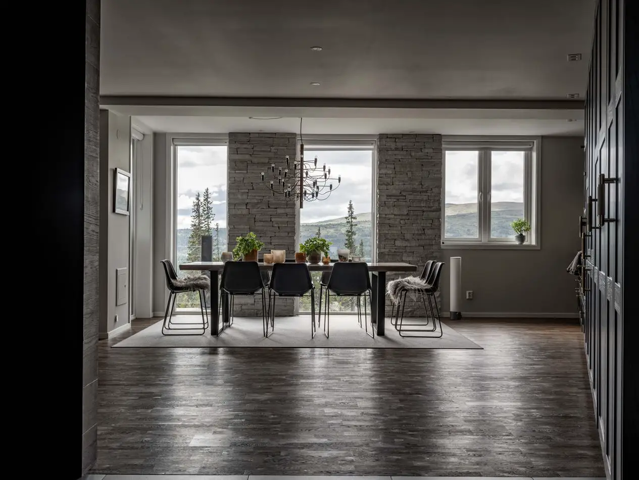 瑞典高山现代暗色调住宅设计-6