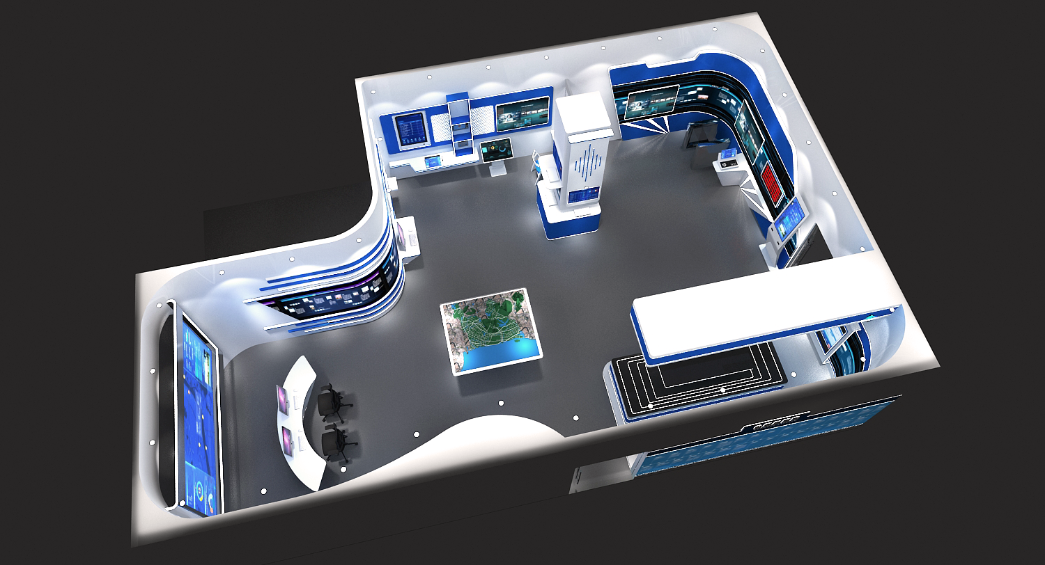 华亭科技展厅设计3D效果图-1