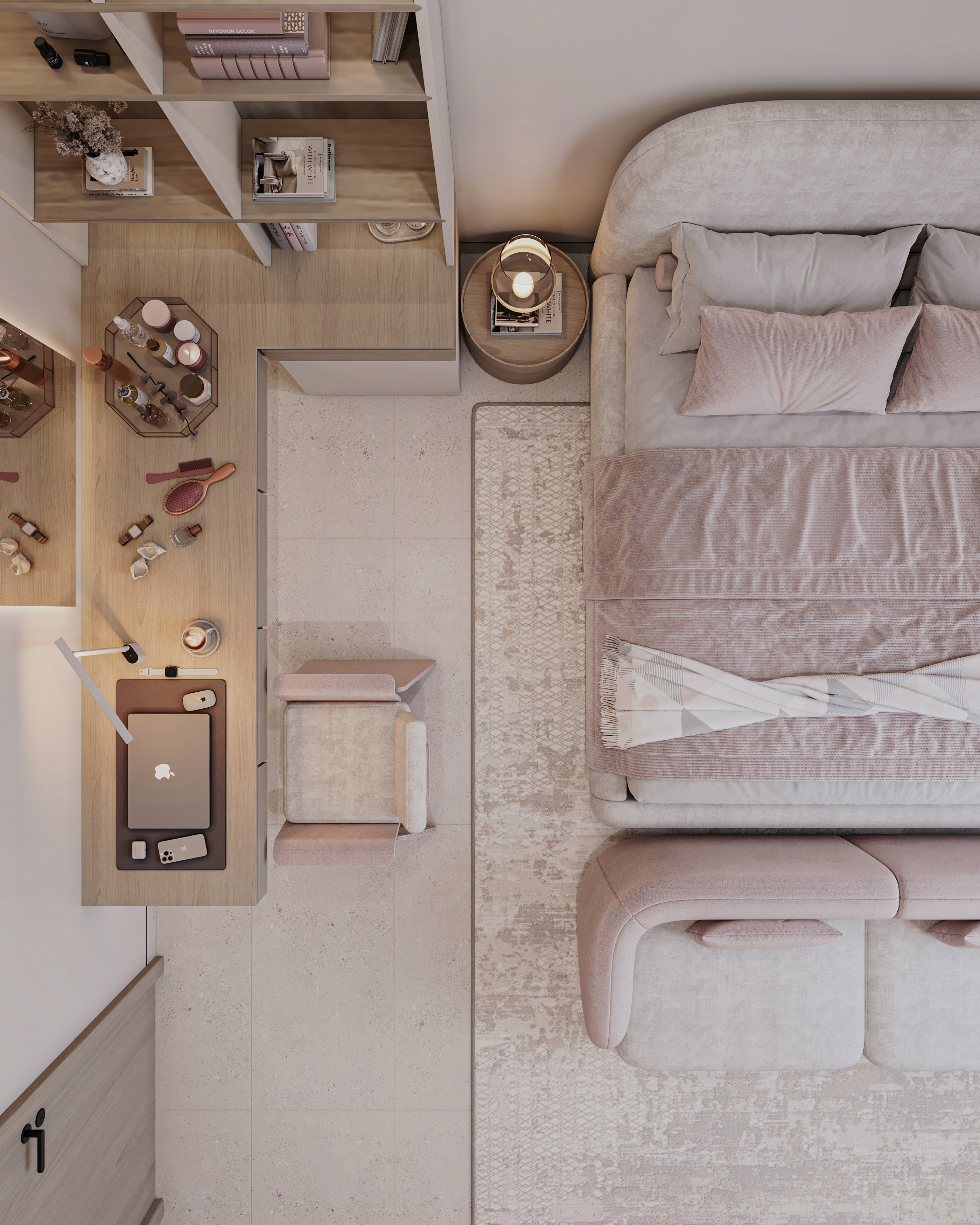 现代粉色少女卧室丨Archpix Engineering Consultants-11