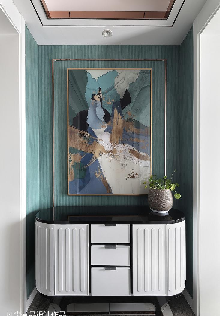 轻奢绿色玄关,精致山水空间-2