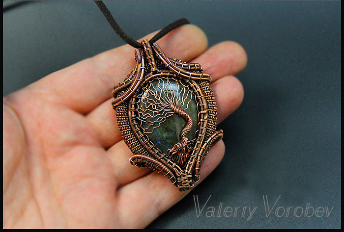 “手工铜线缠绕树形吊坠制作教程”-5