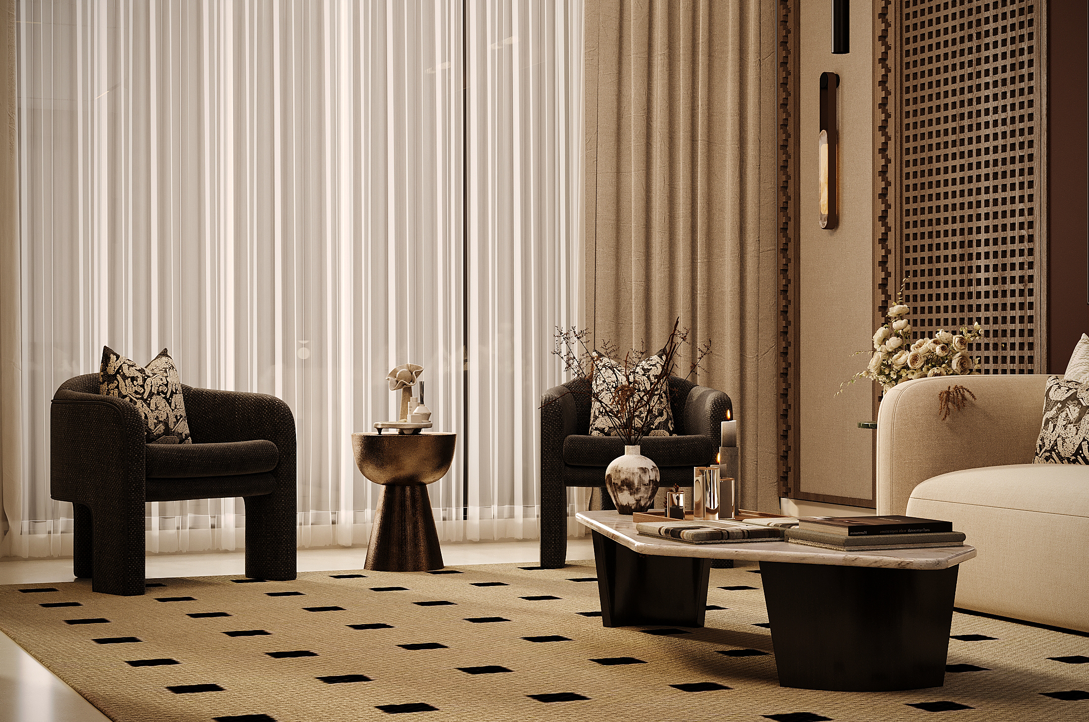 Equestrian Warmth | Contemporary Luxury Living Room-5