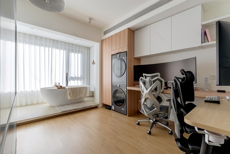 67㎡小家靠旋转电视墙变出N种生活场景丨久栖设计-19