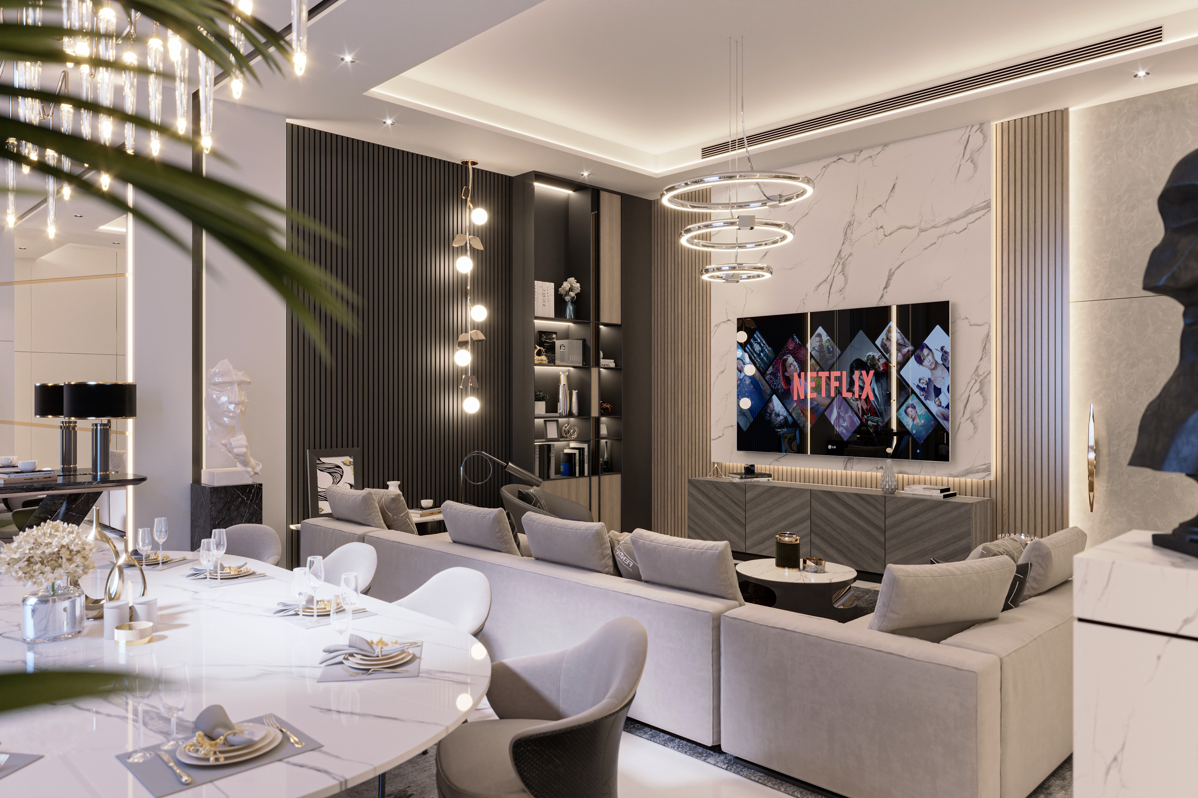 luxury modern living & dining space-5