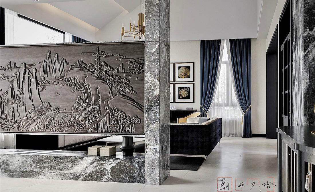 
大挑高斜屋顶的现代客厅方案 -4