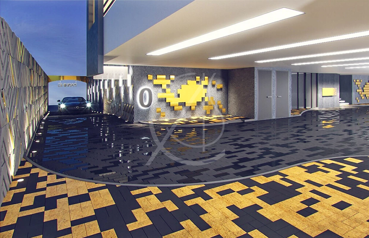 沙特阿拉伯 17 层商业中心,玻璃幕墙与经典灰黑营造高端氛围-9